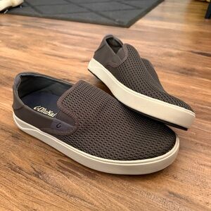 Mens Olukai casual Le’ahi city breathable mesh slip on shoes sz 9 gray white